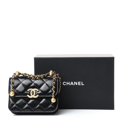 Chanel Calfskin Quilted Perfect Fit Coin Purse With Chain Black 11 of 11