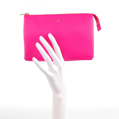 Celine Lambskin Solo Trio Cosmetic Pouch Fluo Fuchsia 2 of 9