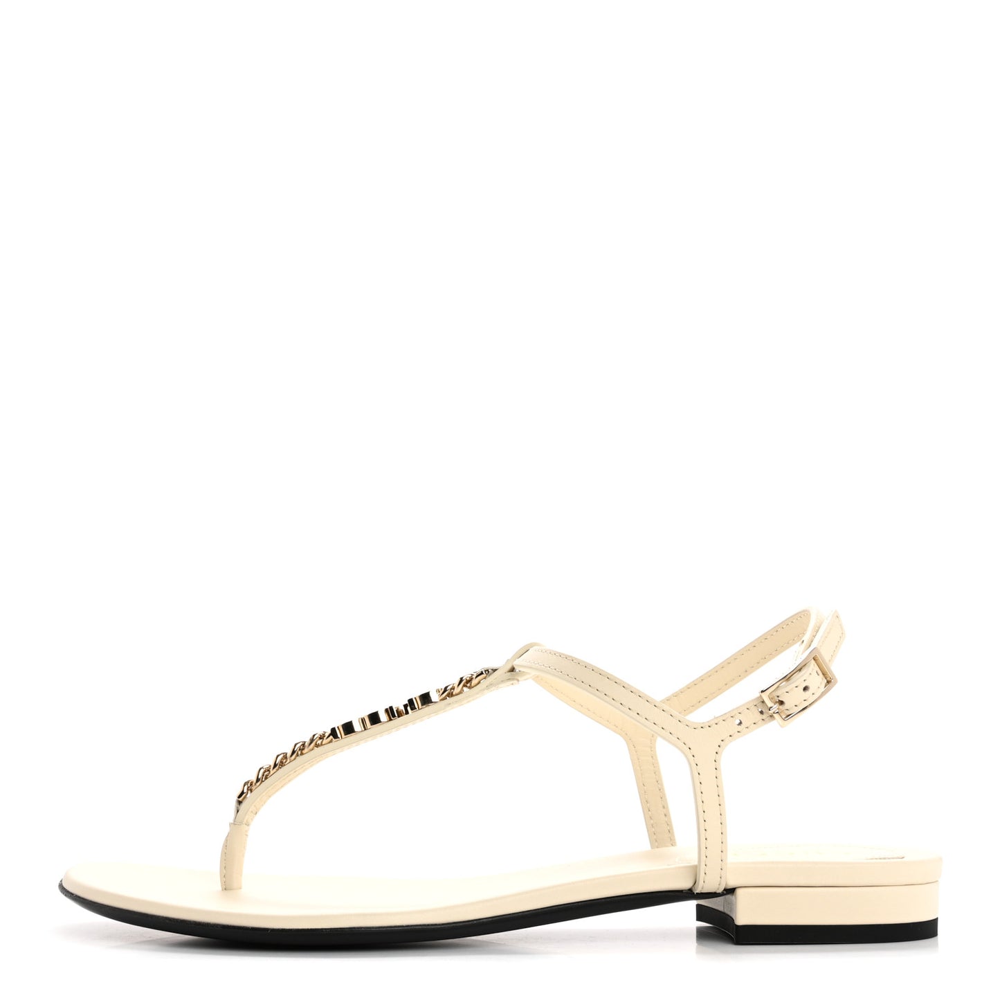 Sierra Calfskin Signoria Thong Sandals 38.5 New Ivoire
