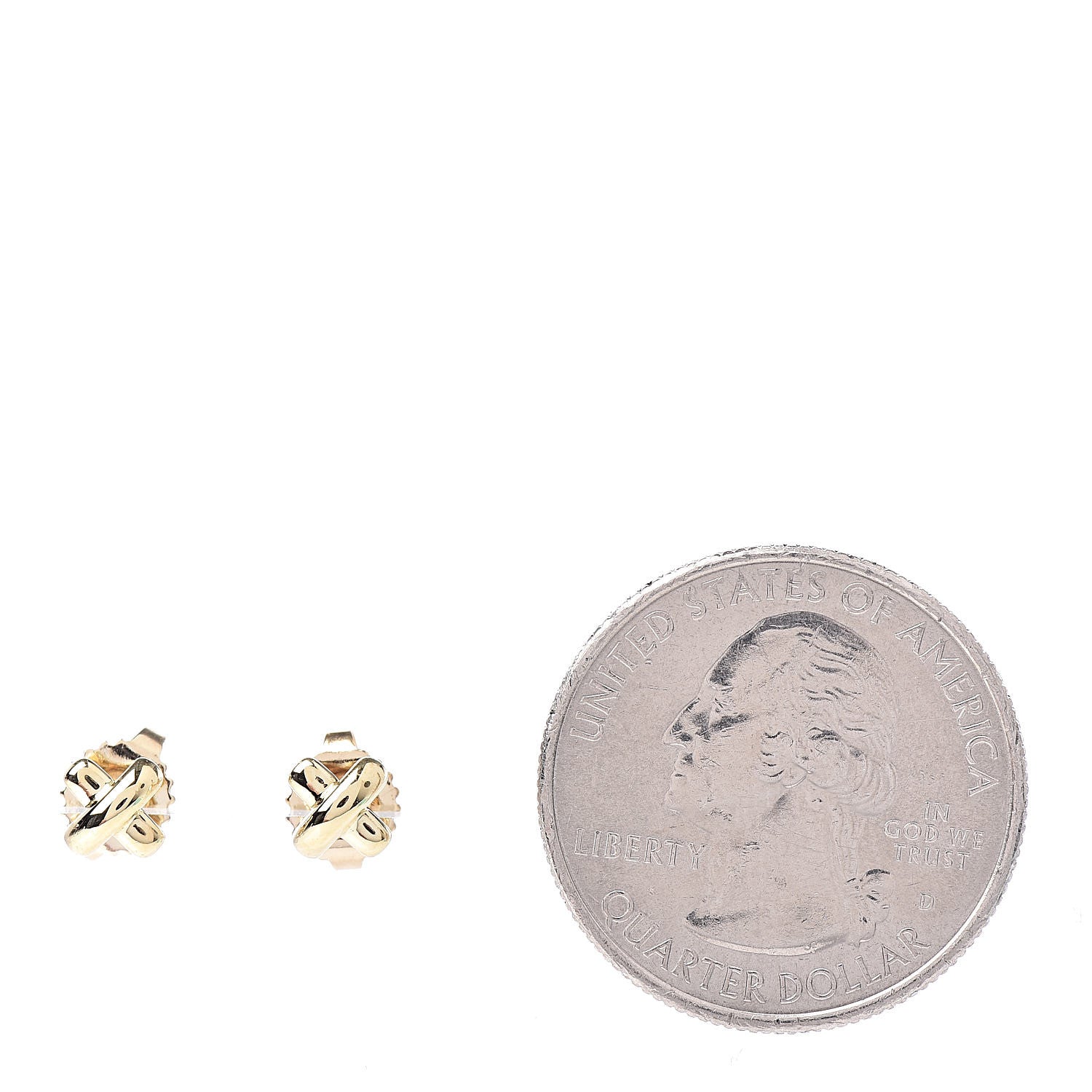 Tiffany 18K Yellow Gold 5mm Cross Stitch Earrings 2 of 6