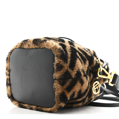Fendi Shearling Vitello Dolce F is Fendi Macro FF 1974 Mini Mon Tresor Bucket Bag Tobacco Black 10 of 10