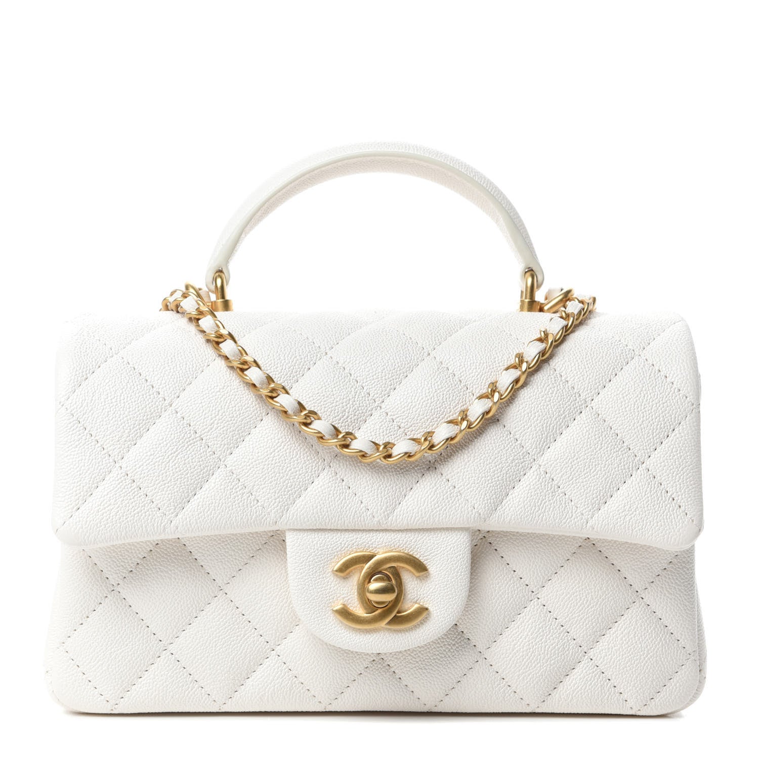 Chanel Caviar Quilted Mini Top Handle Rectangular Flap White 1 of 10