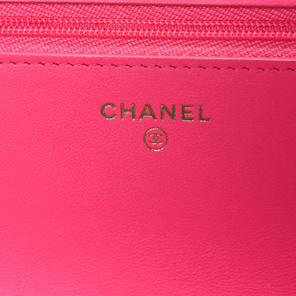Chanel Caviar Quilted Glitter CC Roller Skate Wallet on Chain WOC Pink 6 of 11