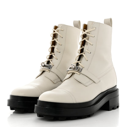 Hermes Glossed Calfskin Funk Ankle Boots 36 Beige Glaise 3 of 10