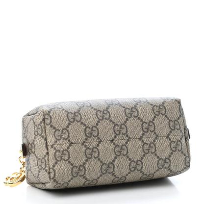 Gucci Soft GG Supreme Monogram Calfskin Small Ophidia Cosmetic Case Beige Ebony Hibiscus Red 3 of 4