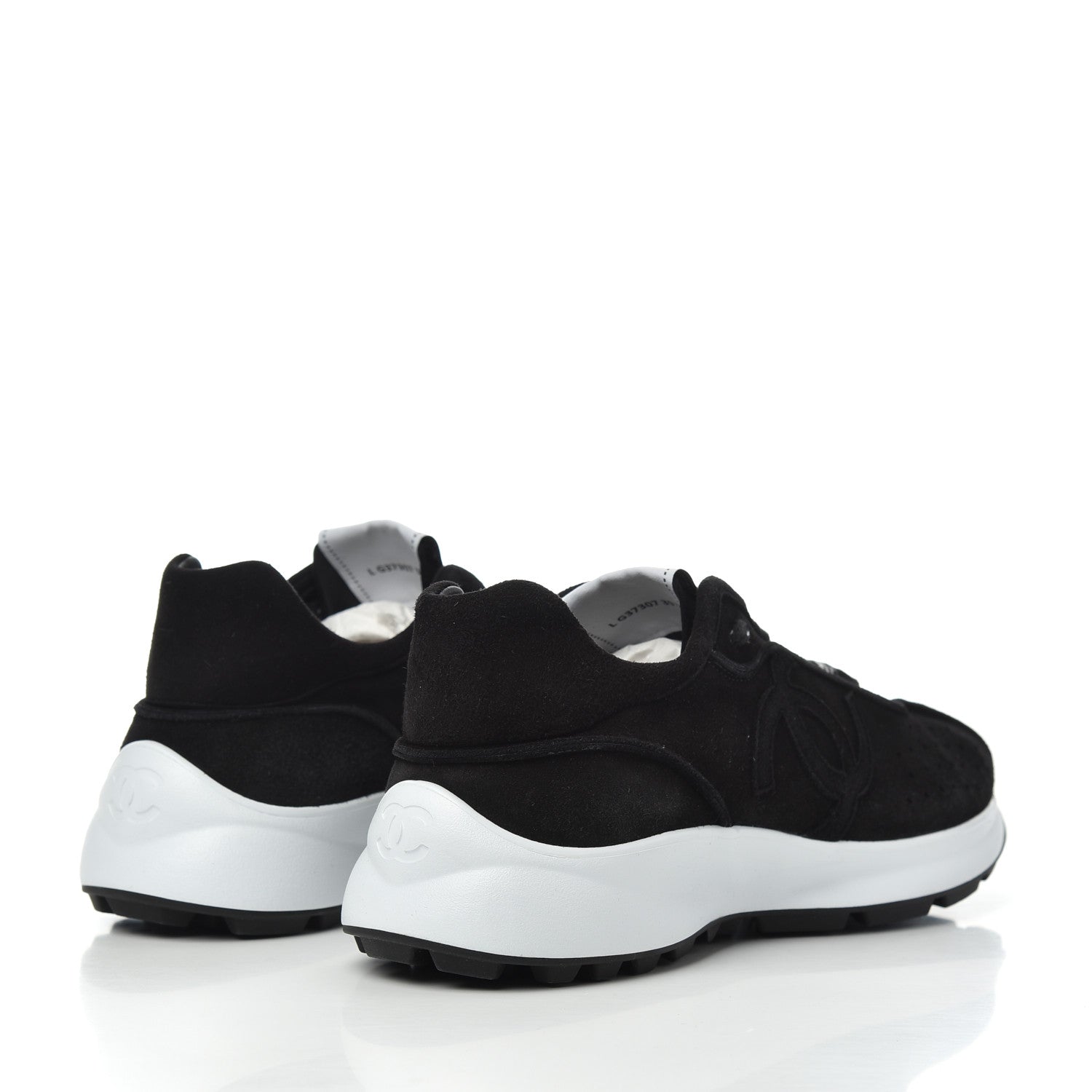Chanel Suede Goatskin CC Sneakers 39.5 Black 4 of 9