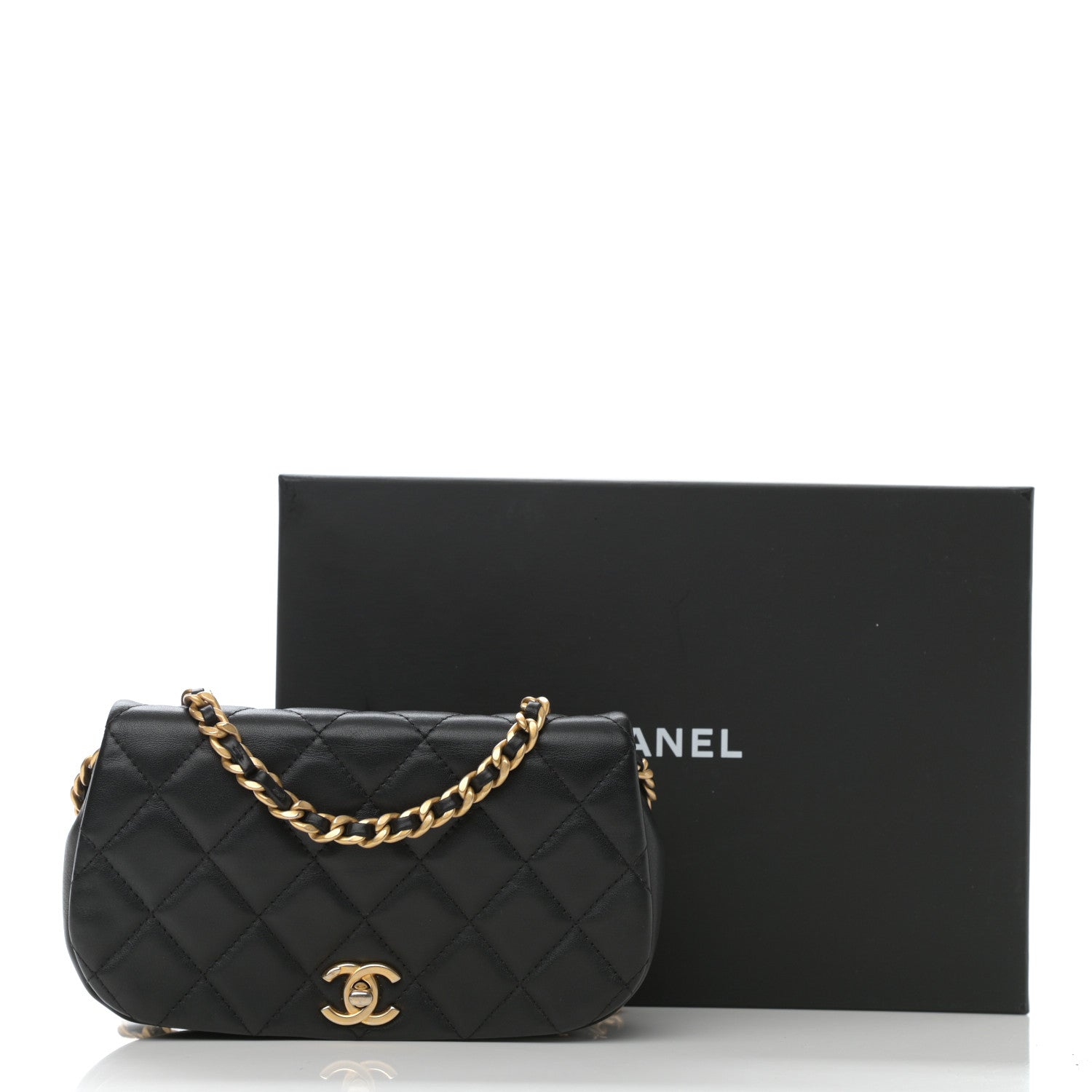 Chanel Calfskin Quilted Coco Mail Clutch With Chain Black 11 of 11