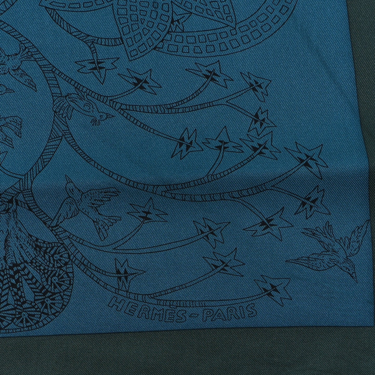 Silk Les Legendes de l'Arbre Scarf 90 Petrole Gris Acier