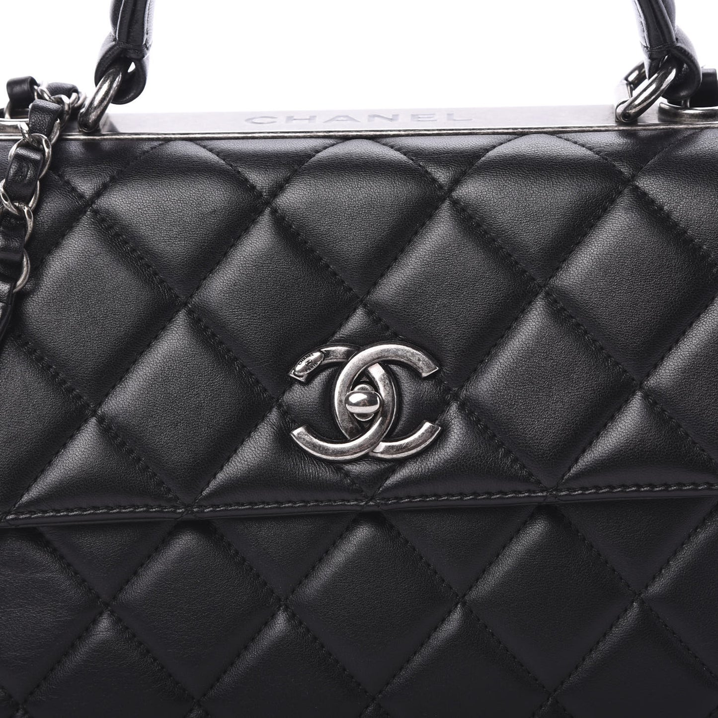 Lambskin Quilted Small Trendy CC Dual Handle Flap Bag Black