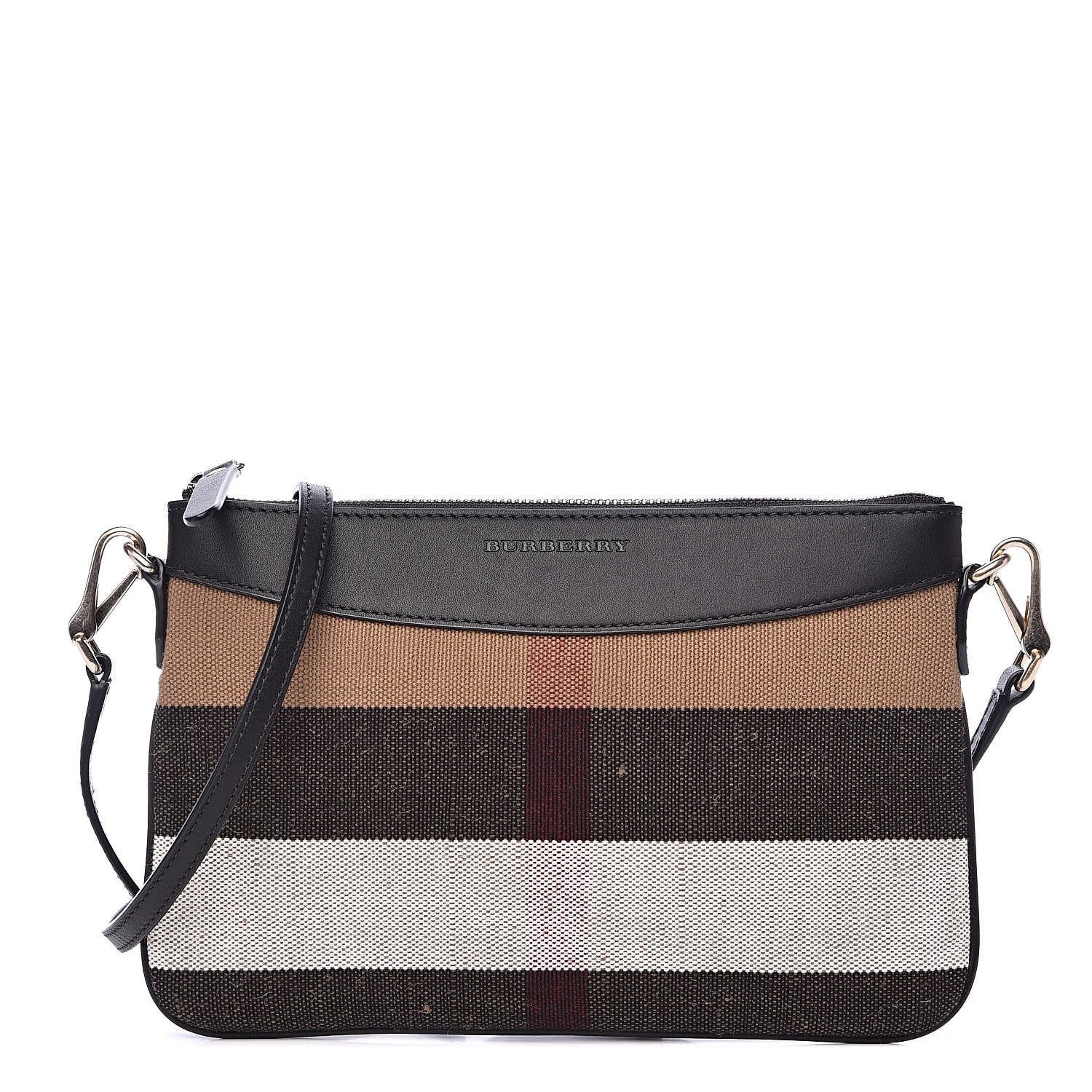 Burberry Mega Check Peyton Crossbody Clutch Bag Black 1 of 11