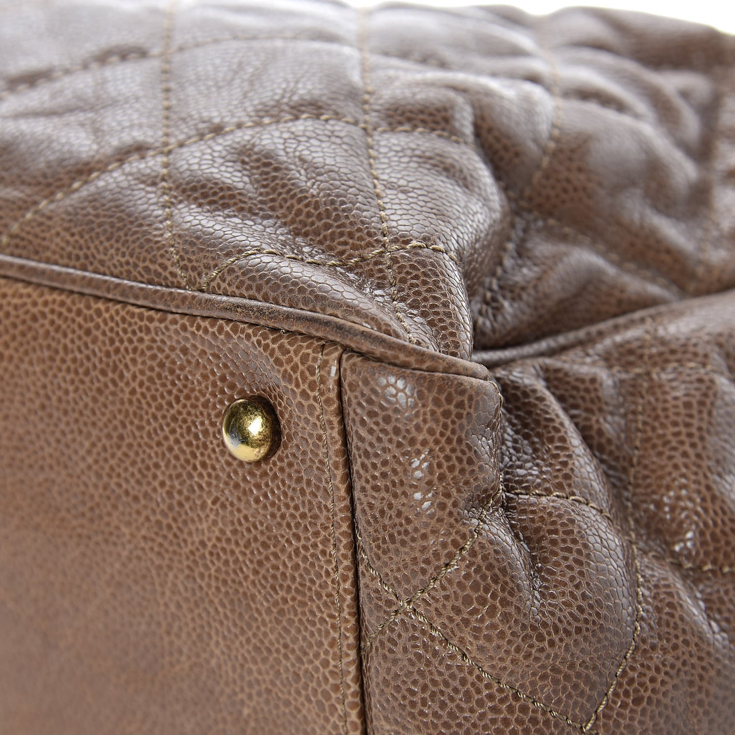 Glazed Caviar Quilted Small Shiva Tote Beige