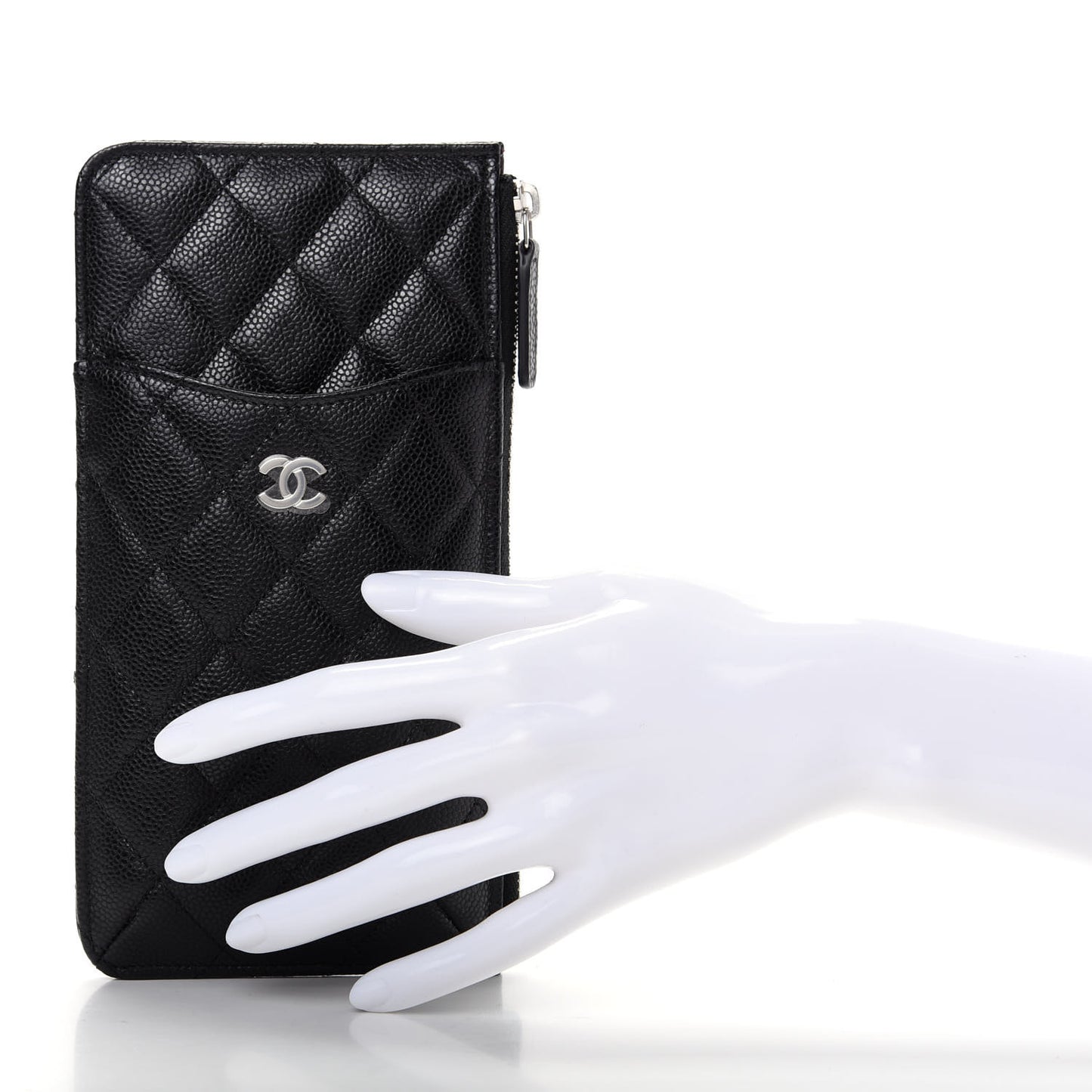 Caviar Quilted Classic Flat Wallet Pouch Black