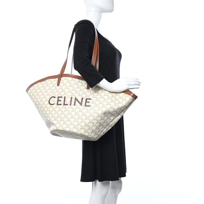 Celine Calfskin Canvas Triomphe Large Couffin White 2 of 11