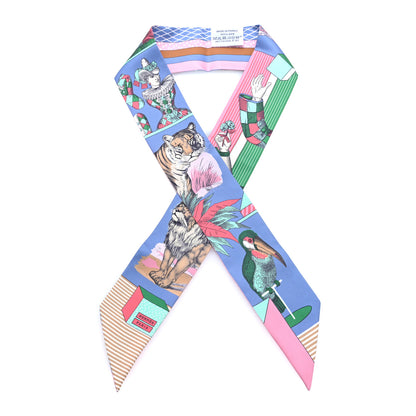 Hermes Silk Twilly Grand Theatre Nouveau Bleu Lavande Rose Vert 1 of 3