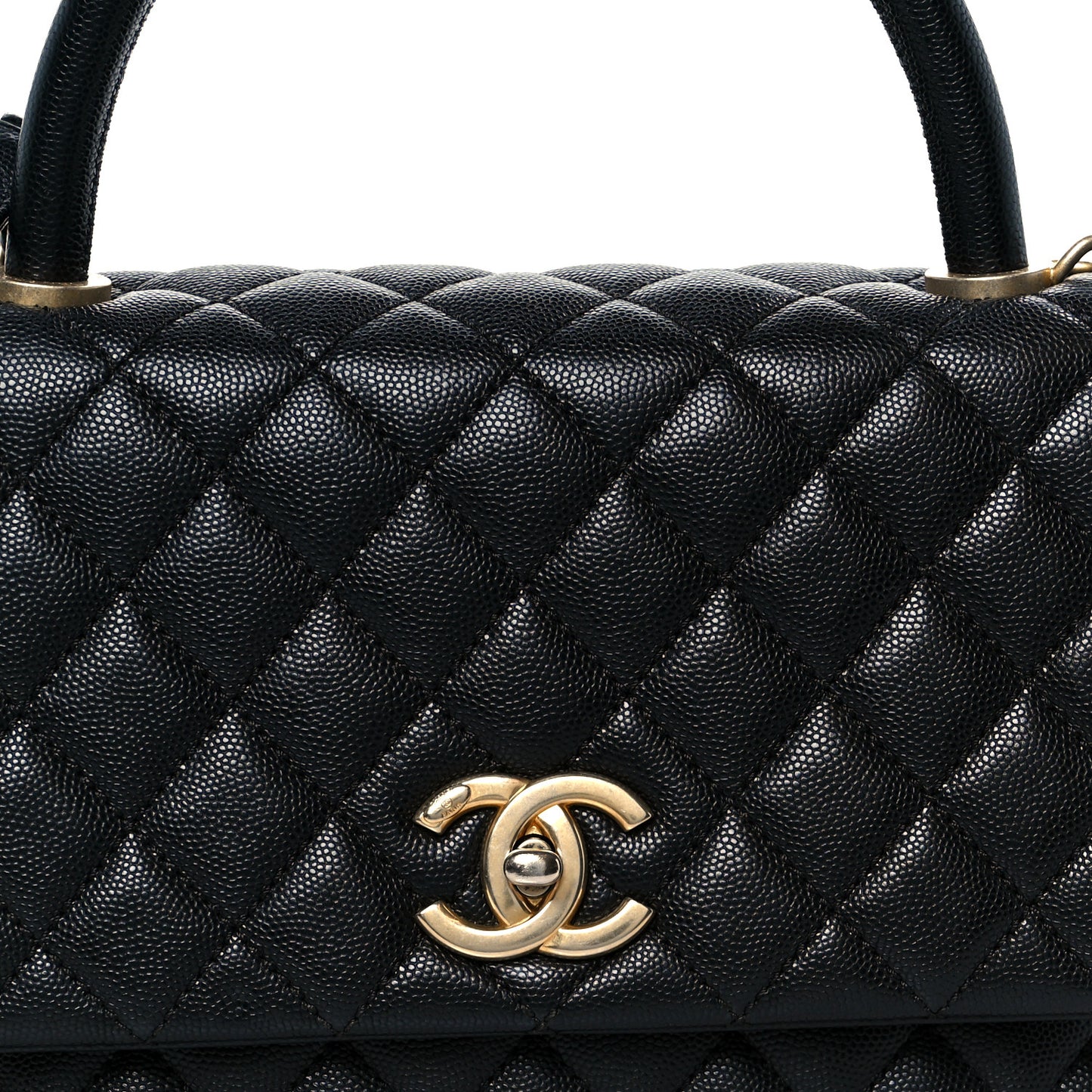 Caviar Quilted Small Coco Handle Flap Black