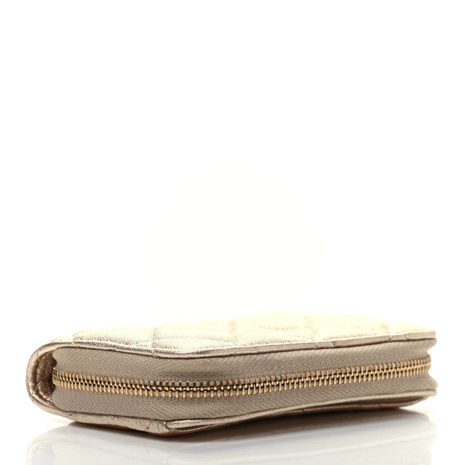 Chanel Metallic Lambskin Quilted Zip Coin Purse Wallet Gold 4 of 8