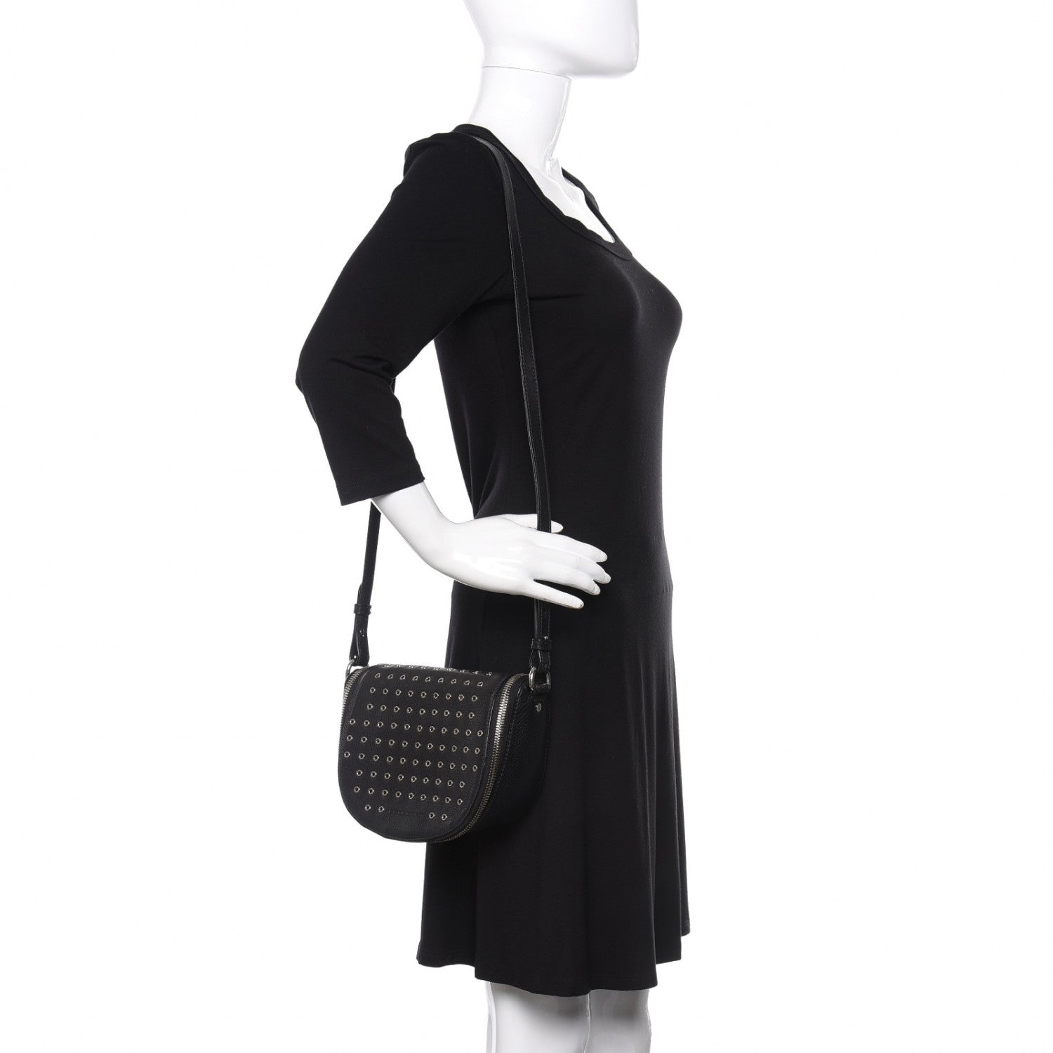 Burberry Grained Calfskin Eyelet Small Zip Crossbody Bag Black 2 of 11