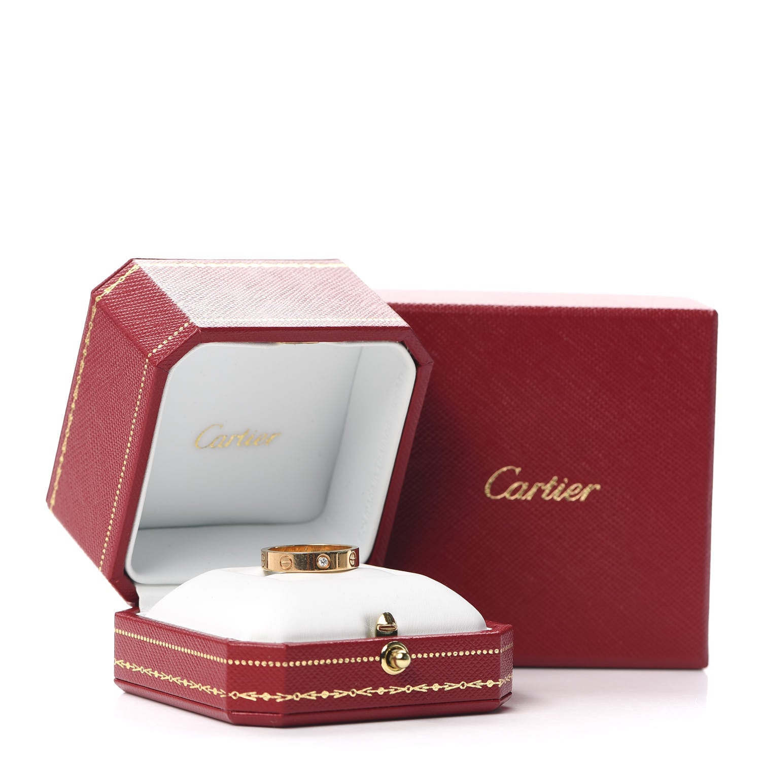 Cartier 18K Yellow Gold Diamond 4mm LOVE Wedding Band Ring 54 6.75 5 of 5