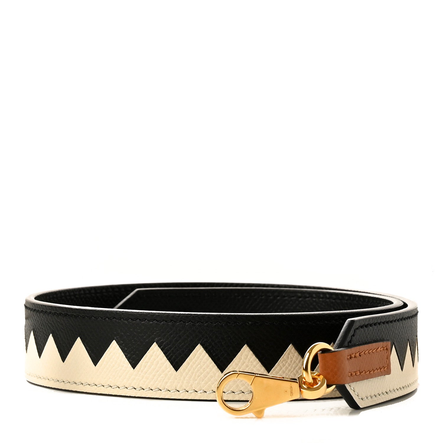 Hermes Epsom 30mm Tressage Au Galop Shoulder Strap Black Craie Gold 1 of 5