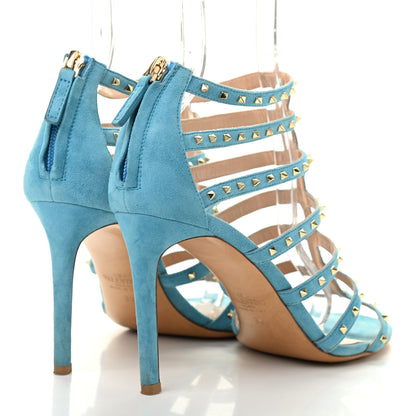 Valentino Garavani Suede Lovestud Caged 90mm Sandals 39 Cerulean 4 of 7