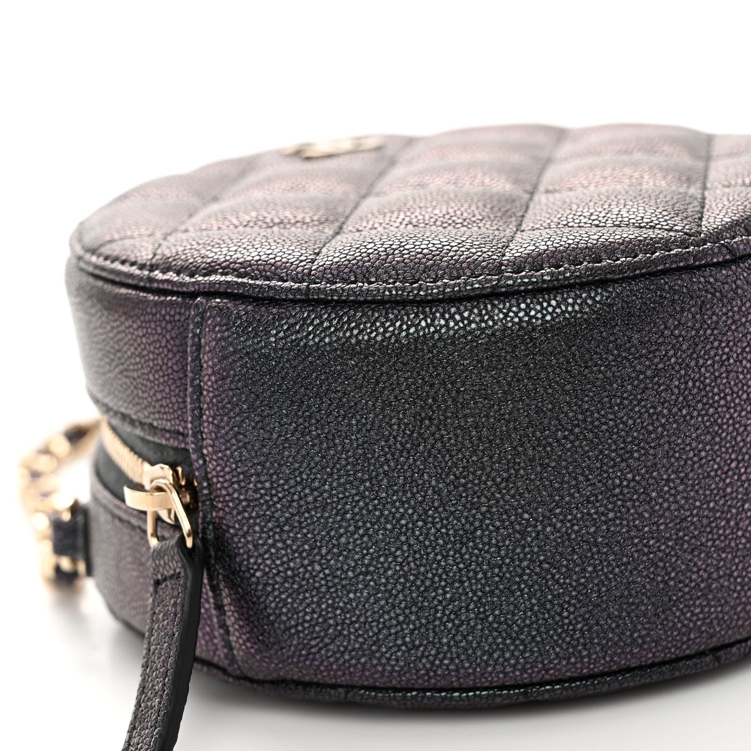Chanel Iridescent Caviar Quilted Round Clutch With Chain Navy 8 of 9