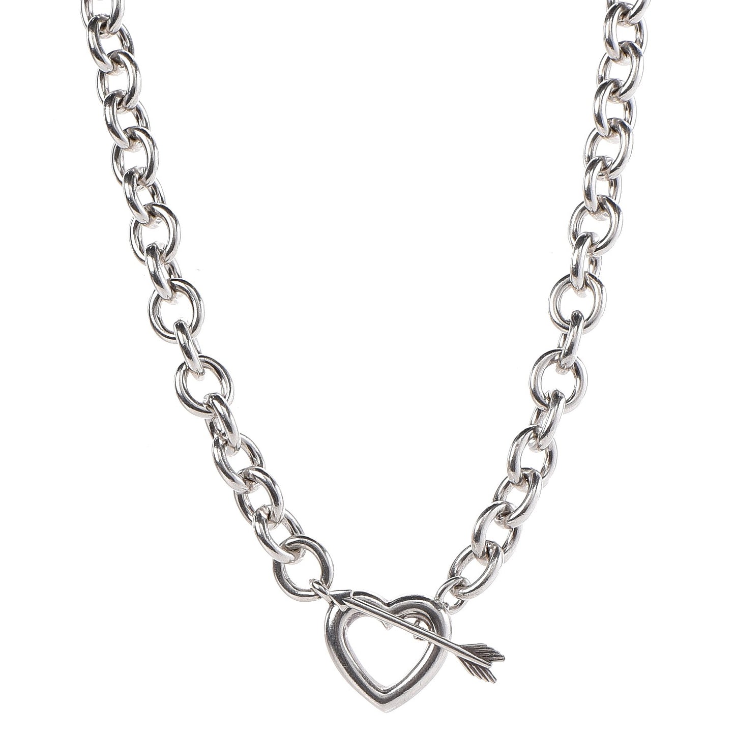 Sterling Silver Heart and Arrow Toggle Necklace