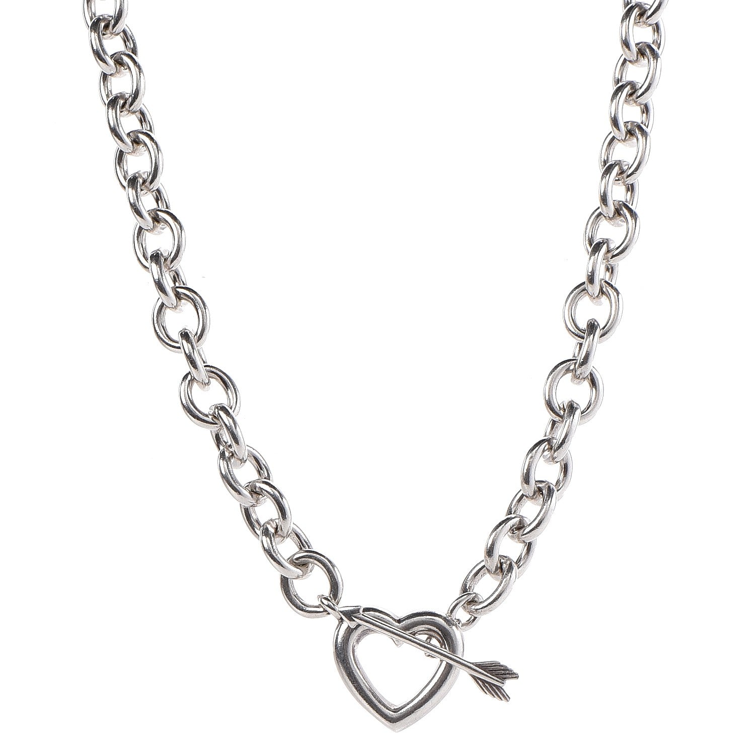 Tiffany Sterling Silver Heart and Arrow Toggle Necklace 1 of 5