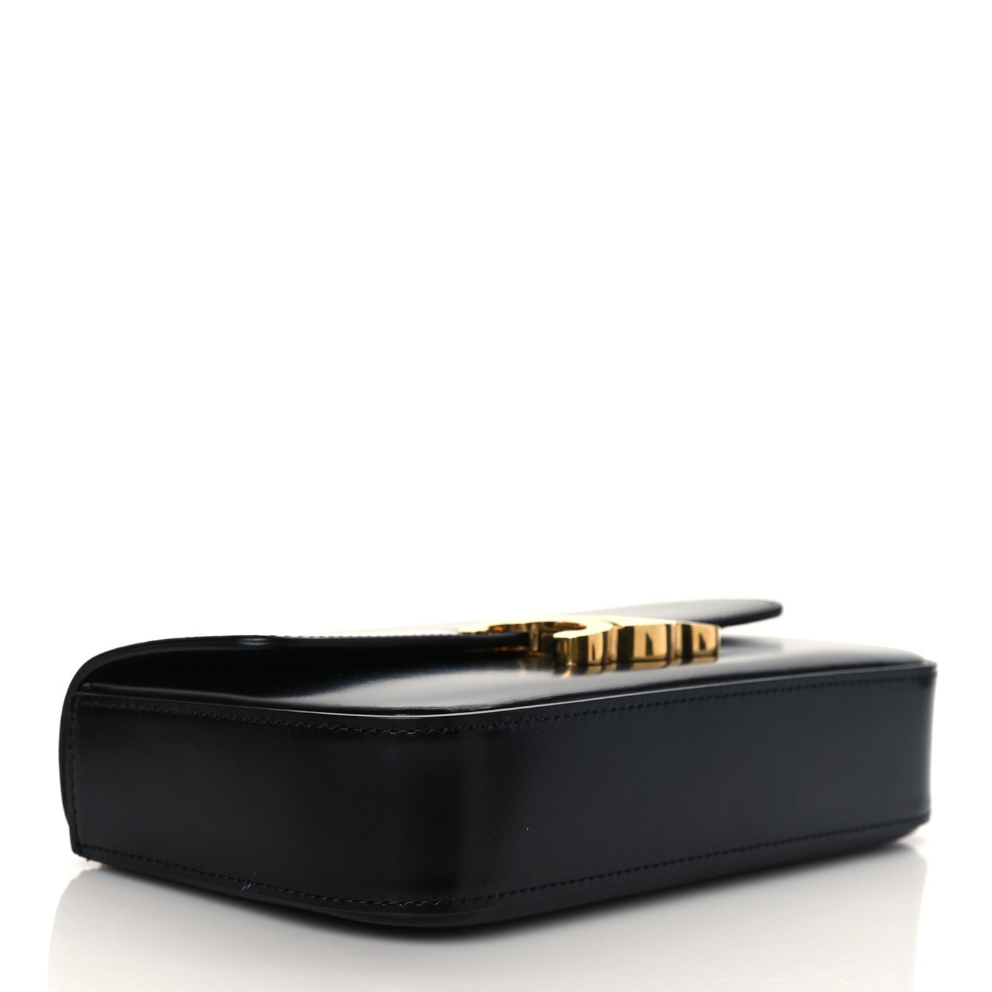 Shiny Calfskin Triomphe Chain Shoulder Bag Black