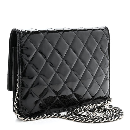 Chanel Patent Quilted Brilliant Wallet On Chain WOC Black 3 of 13