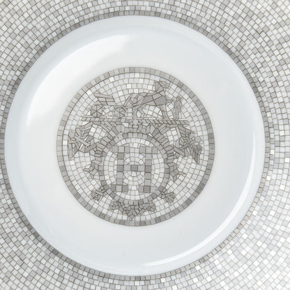 Hermes Porcelain Mosaique Au 24 Platine Tea Cup And Saucer Set Of 2 Platinum 3 of 5