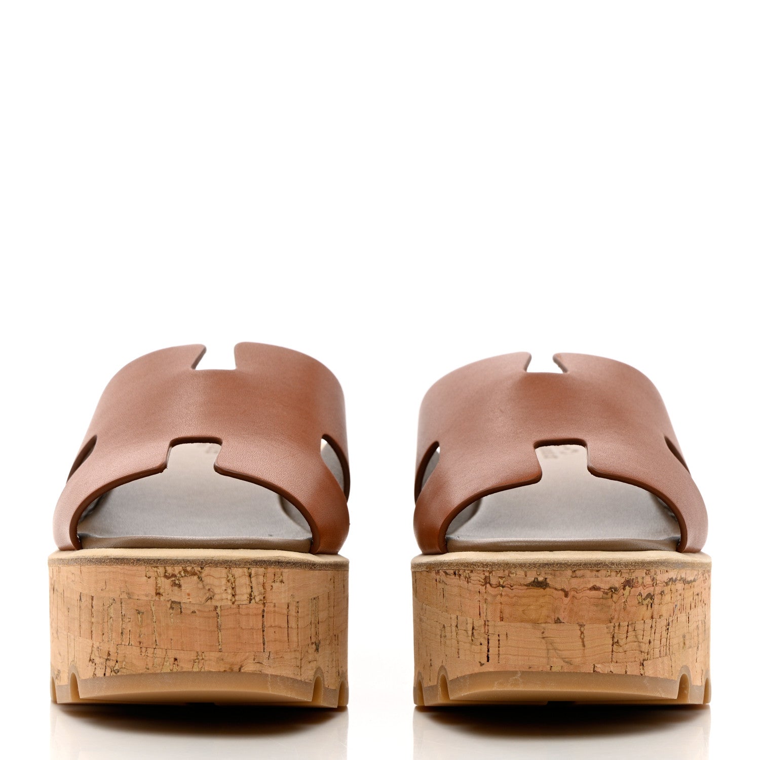 Hermes Calfskin Cork Eze 30 Sandals 37 Marron Glaise 2 of 11