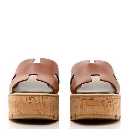 Hermes Calfskin Cork Eze 30 Sandals 37 Marron Glaise 2 of 11