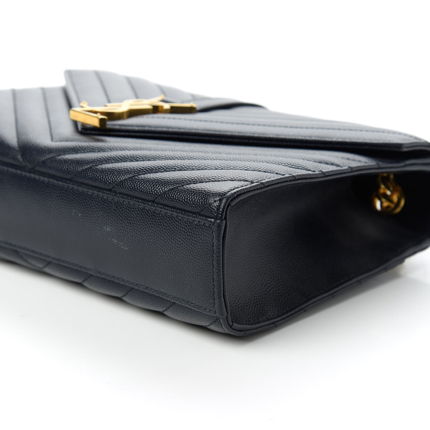 Saint Laurent Grain De Poudre Matelasse Chevron Medium Monogram Satchel Black 7 of 10