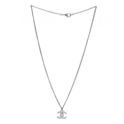 Chanel Crystal Timeless CC Necklace Silver 3 of 4
