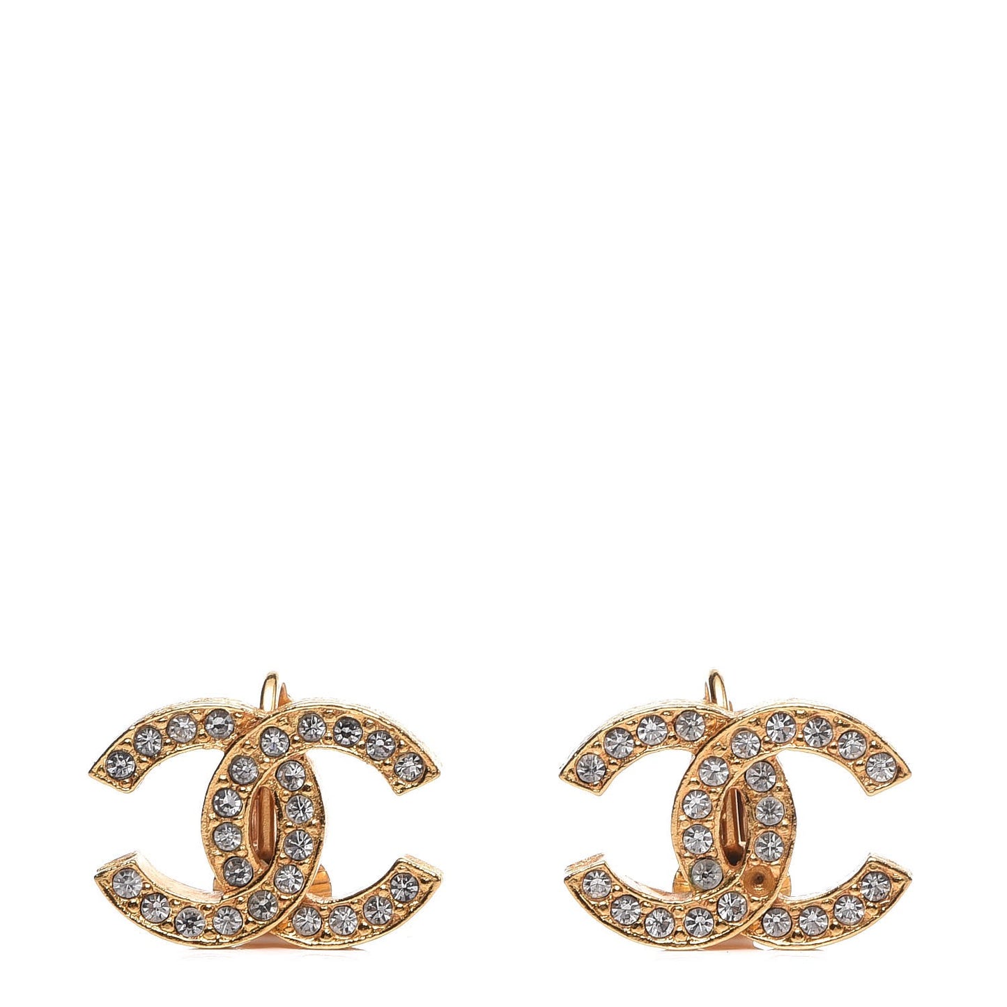 Crystal CC Clip On Earrings Gold