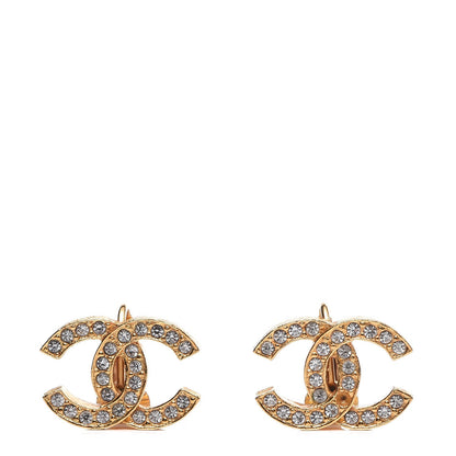 Chanel Crystal CC Clip On Earrings Gold 1 of 7