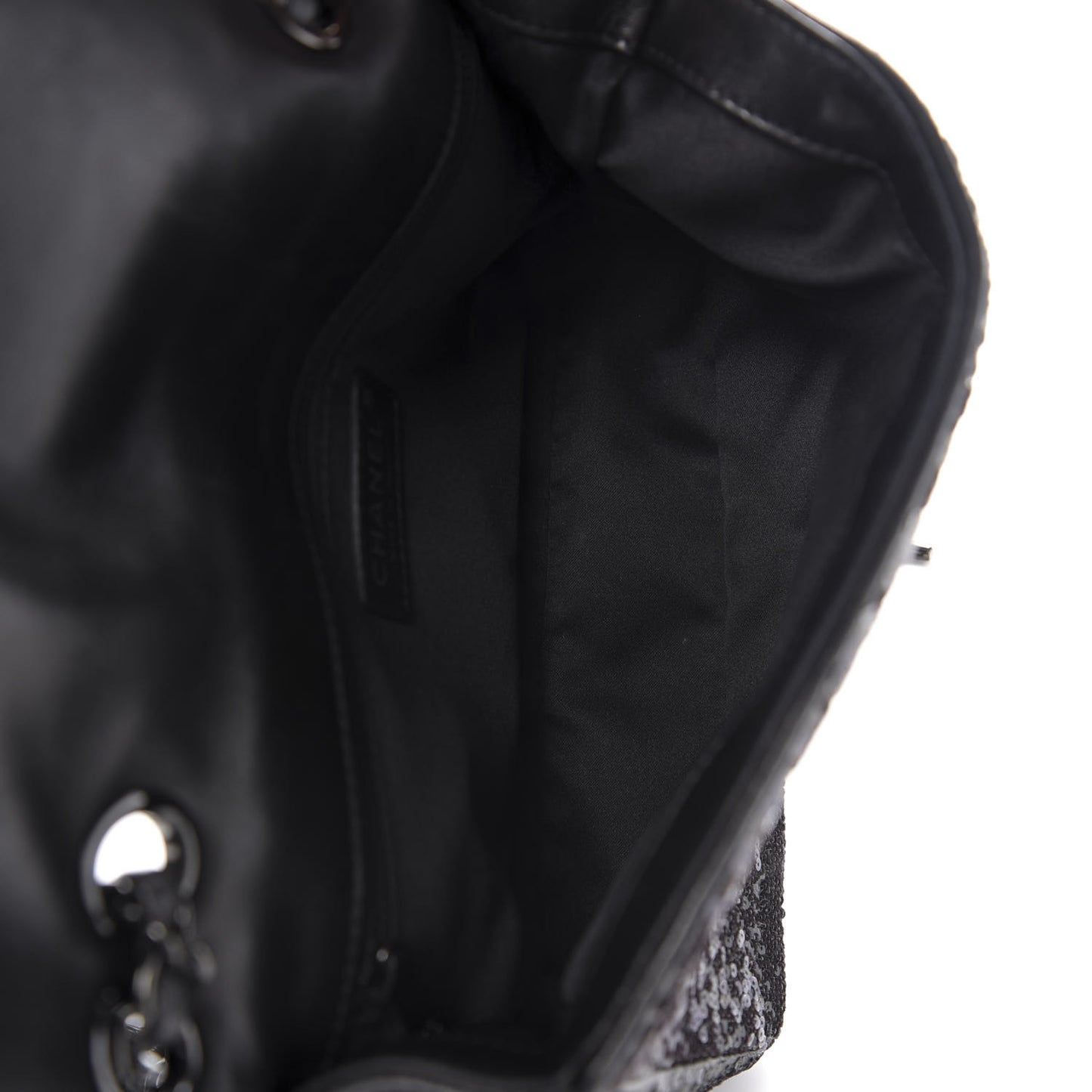 Sequin Lambskin Medium Moonlight on Water Flap Black