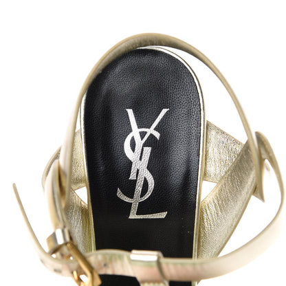 Saint Laurent Metallic Nappa Tribute 75 Platform Sandals 38 Gold 8 of 9