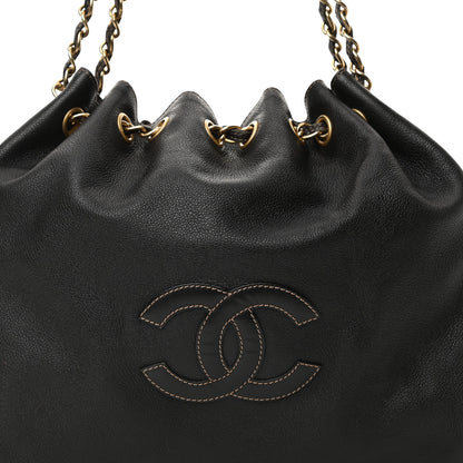 Chanel Grained Calfskin CC Drawstring Bucket Bag Black 7 of 16