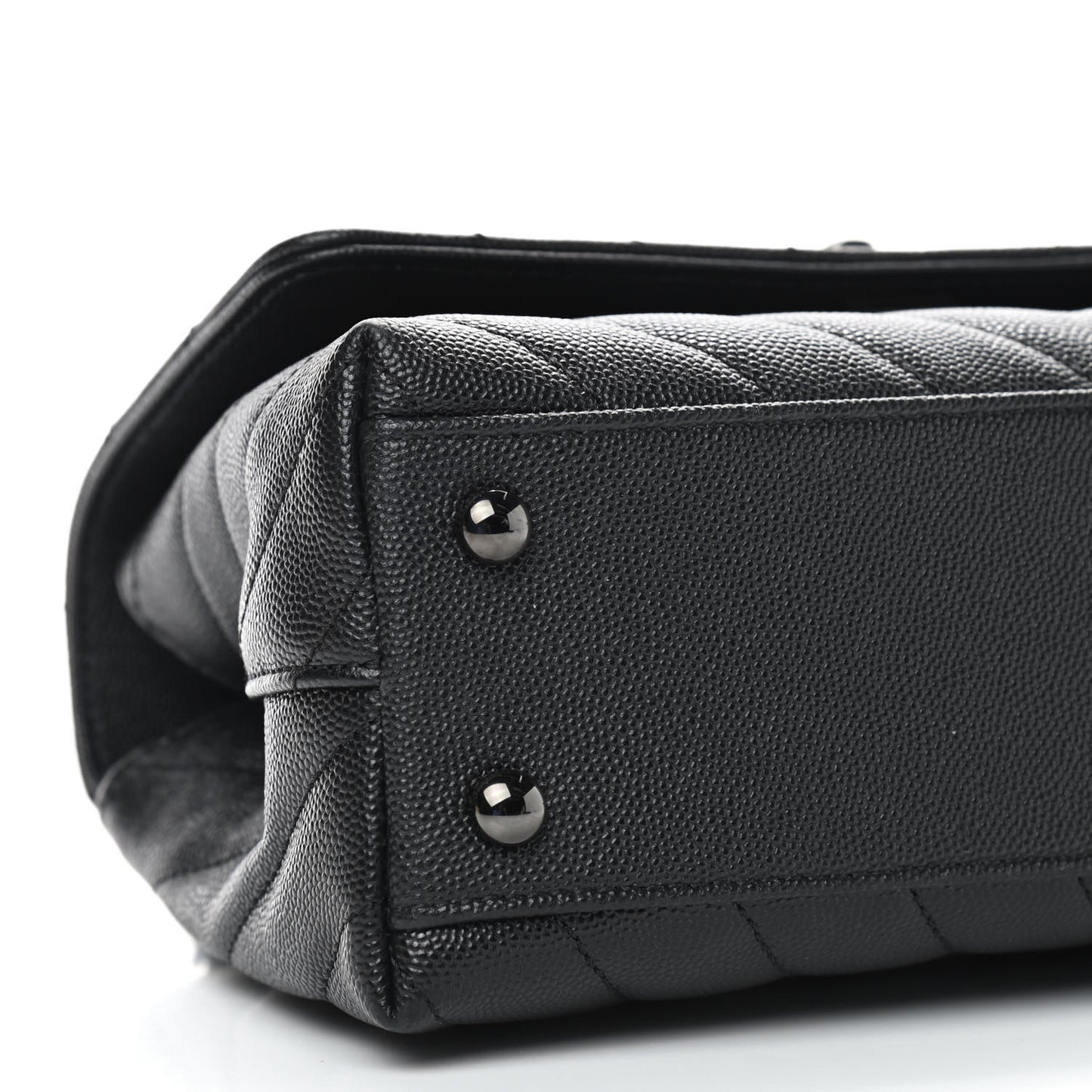 Caviar Chevron Quilted Mini Coco Handle Flap So Black