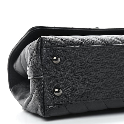 Chanel Caviar Chevron Quilted Mini Coco Handle Flap So Black 6 of 9