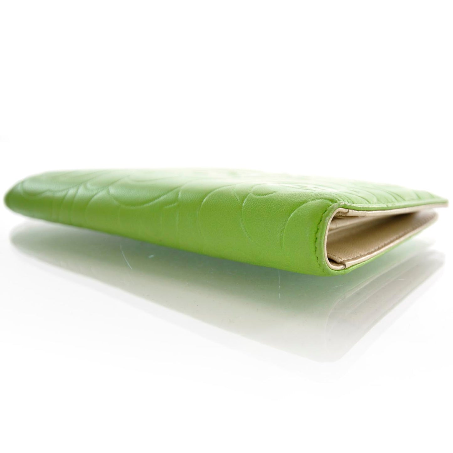 Lambskin Camellia Yen Wallet Green