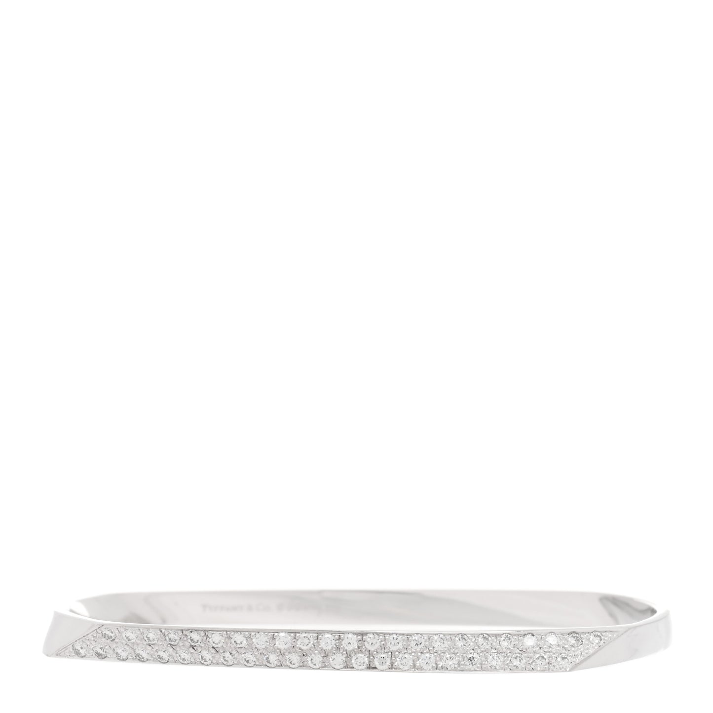 18K White Gold Diamond Frank Gehry Torque Bangle Bracelet