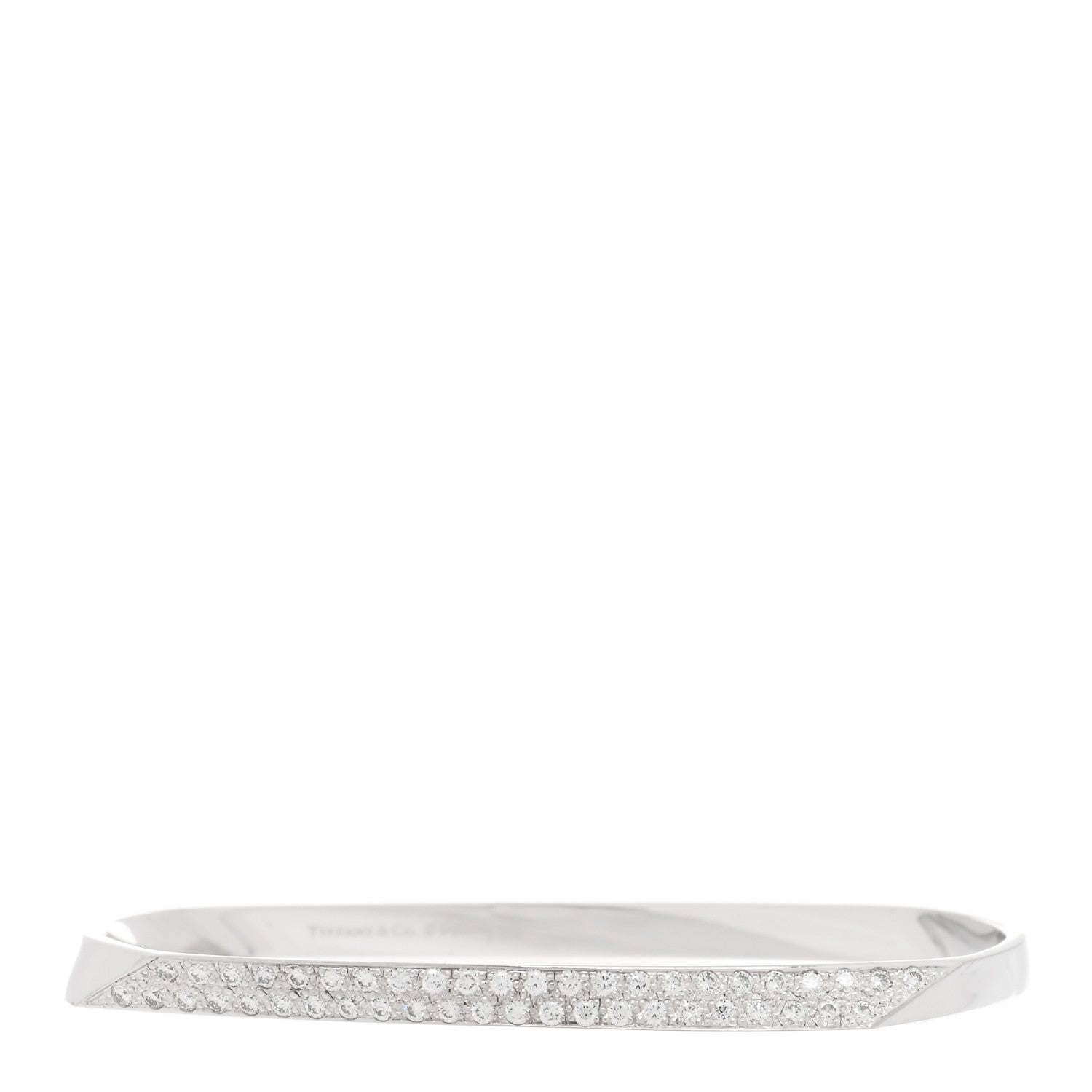 Tiffany 18K White Gold Diamond Frank Gehry Torque Bangle Bracelet 1 of 3