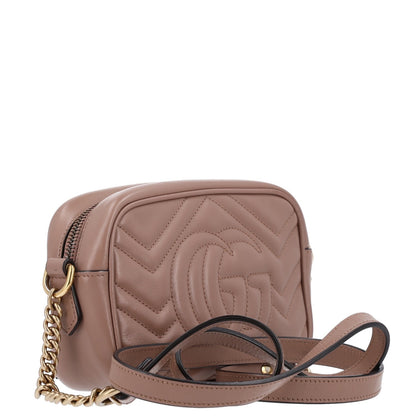 Gucci Calfskin Matelasse Mini GG Marmont Chain Shoulder Bag Porcelain Rose 3 of 11