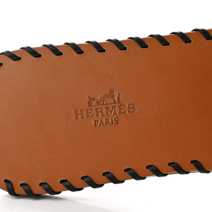 Hermes Box Calfskin Braided Oran Sandals 39.5 Black 7 of 9