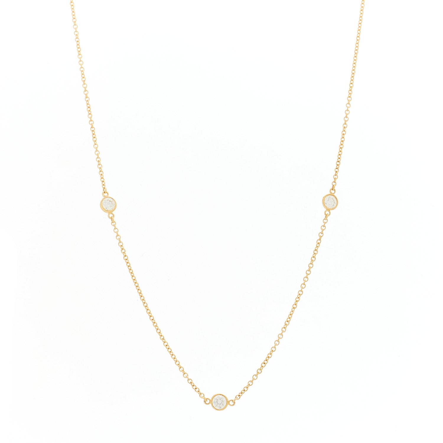 Tiffany 18K Yellow Gold Elsa Peretti Diamonds by the Yard 3 Station Necklace 1 of 6