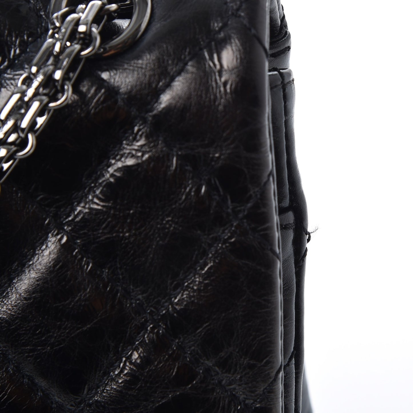 Metallic Aged Calfskin Quilted 2.55 Reissue 226 Flap Black
