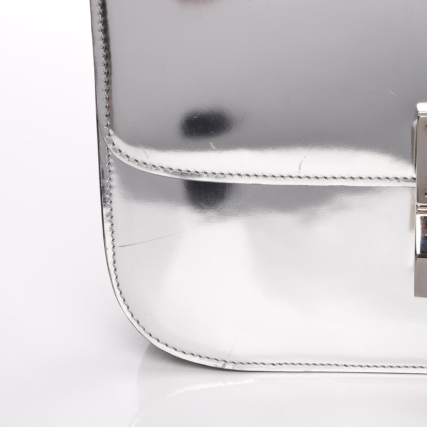 Mirror Box Calfskin Medium Classic Box Flap Bag Silver
