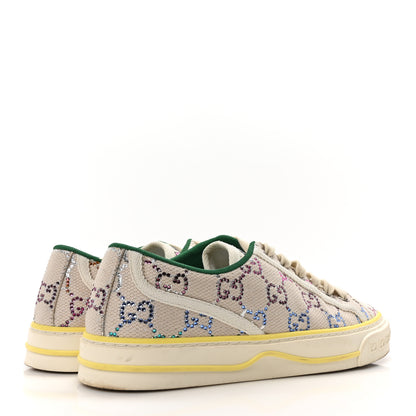 Gucci Canvas Lame Crystal GG Monogram Womens 1977 Tennis Sneakers 37.5 Gardenia Silver Mystic White 5 of 8